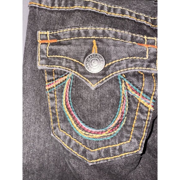 True Religion Dark Wash Low Rise Bootcut Jeans Womens Size 28 USA-Made Denim - Picture 11 of 12